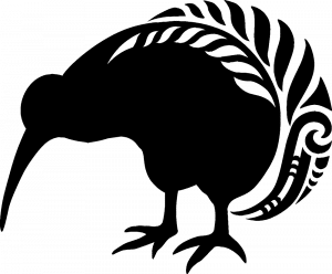 TowBin skip hire - Black Kiwi icon with fern on back